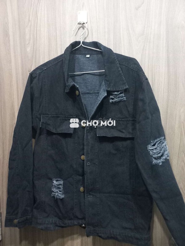 Áo khoác jean Jean rách Đen size M