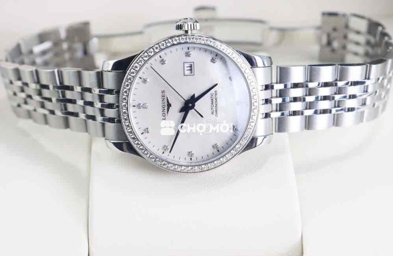 Longines Nữ Máy Auto Mặt Xà Cừ Đính Full Kim Cương