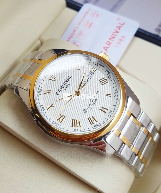 Đồng Hồ Cơ Carnival Dây Thép Fullbox 100% Giá Mềm