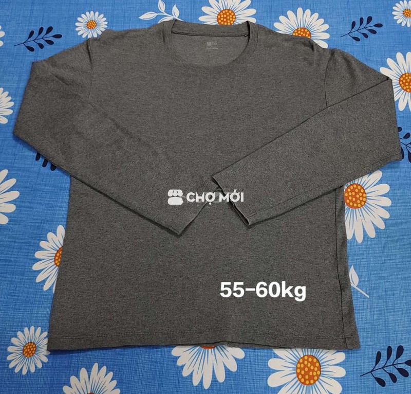 Áo thun nam cổ tròn tay dài Uniqlo size 55-60kg