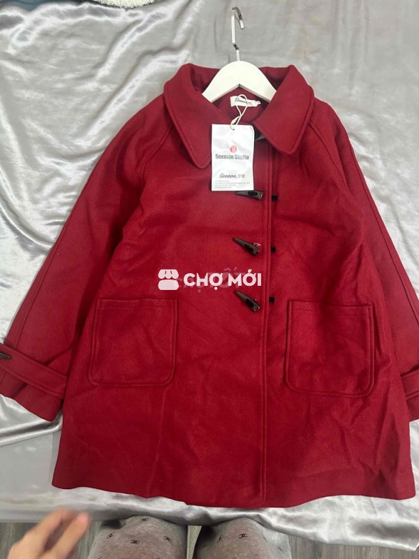 Pass áo dạ đỏ đô Noel nguyên tag size M <55kg