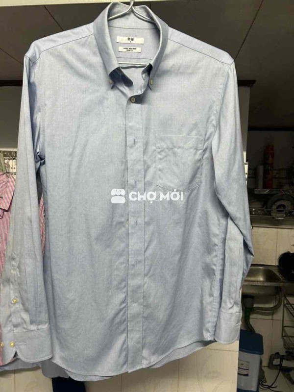 Áo sơ mi Uniqlo Nam Cotton Xanh nhạt