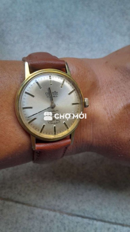 Đồng hồ corvette pháp xưa 6x cót tay bọc vàng đẹp