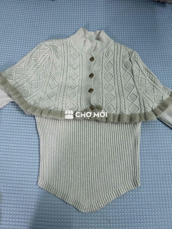 Áo len nữ Len xanh nhạt pastel size S Đã sử dụng