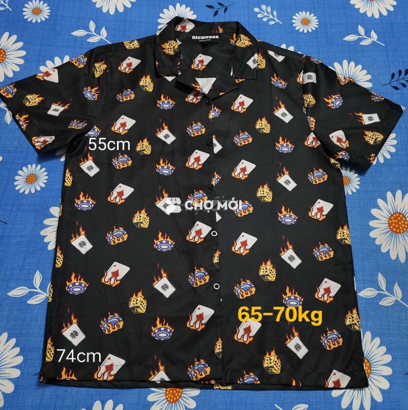 Áo sơ mi nam tay ngắn họa tiết size 65-70kg