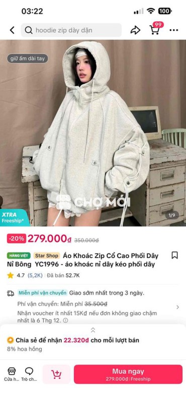 Áo khoác nỉ bông đen YC1996