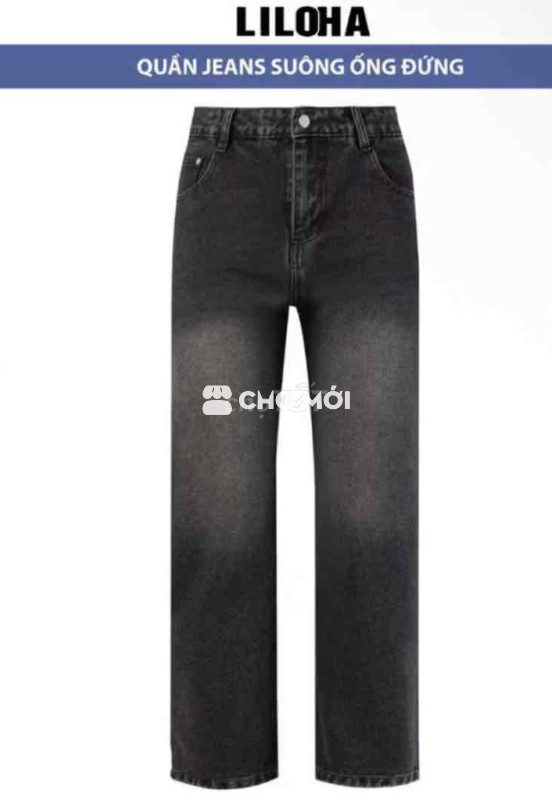 Quần jeans LILOHA ống đứng màu đen khói