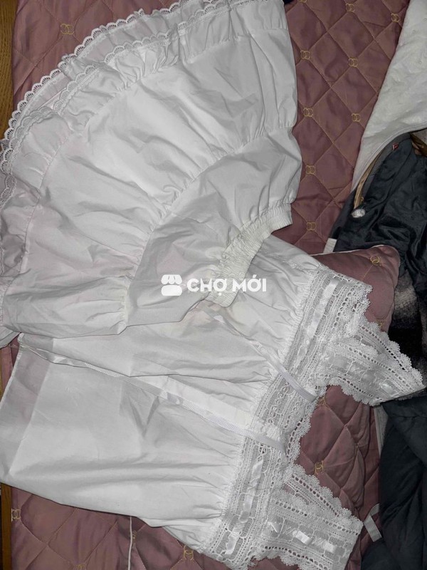 Set áo chân váy nữ vải trắng size L