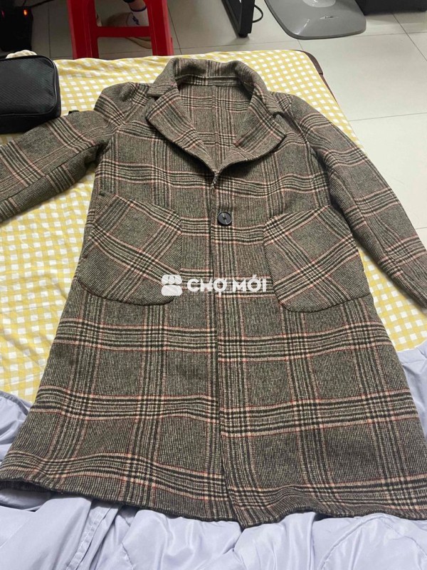 Áo khoác dạ Nữ Nâu kẻ size M, L