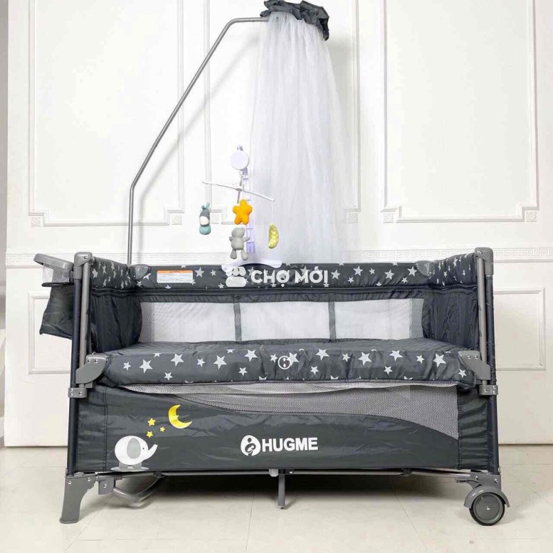 Cũi em bé HUGME Xám