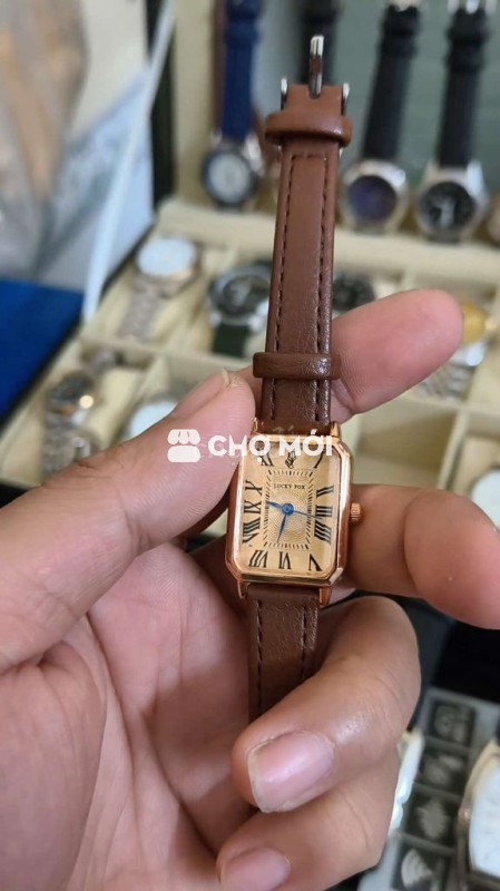 Đồng hồ Lucky Fox Tank Nữ Vàng hồng Dây da