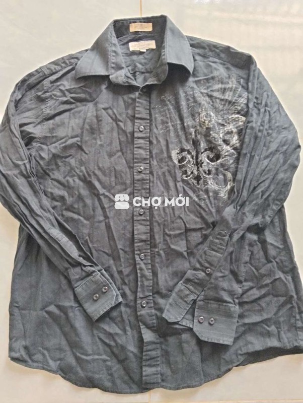 Áo sơ mi nam thêu Đen size M