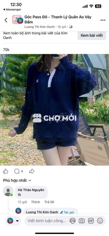 Bộ Xanh Đen Áo Len Dệt Kim ,Quần Short Thu Đông