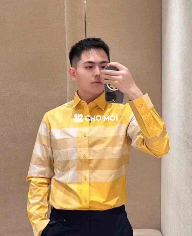 Áo sơ mi Burberry Nam dài tay kẻ sọc Vàng XS, M