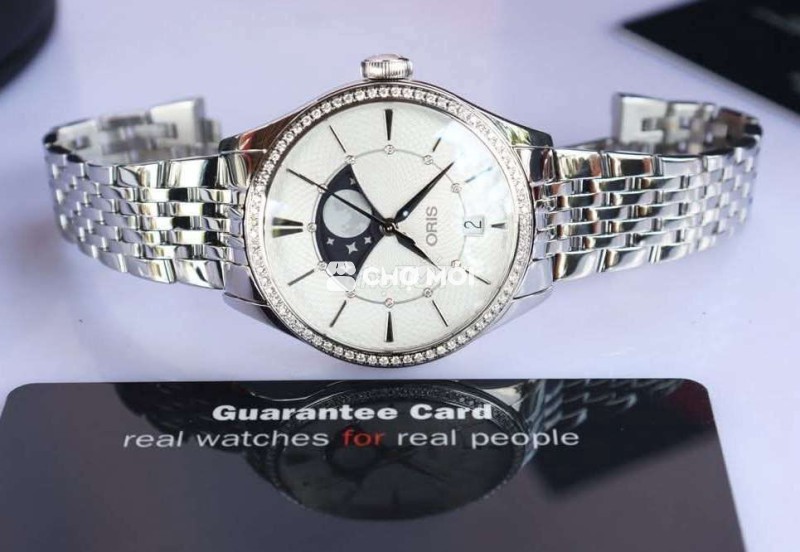 ĐH Nữ : Oris Lịch MoonPhase Đính Full Kim Cương