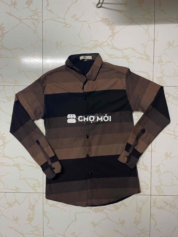 Áo sơ mi nam sọc ngang vải mềm mại size L
