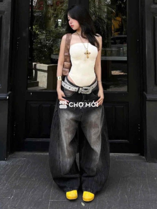 Quần jeans ống rộng cả nam và nữ size L