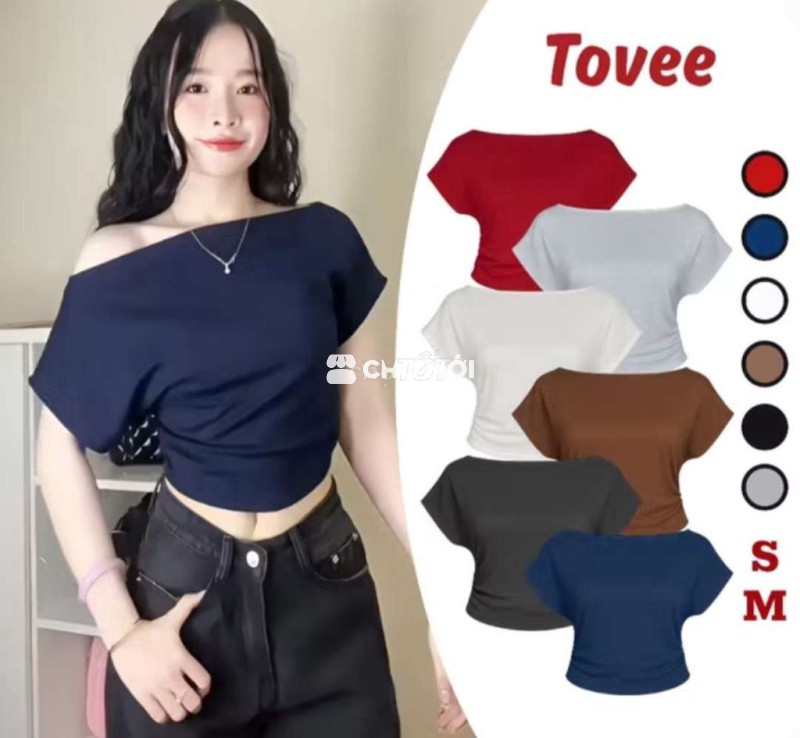 Áo thun Tovee Nữ Vải thun Trễ vai