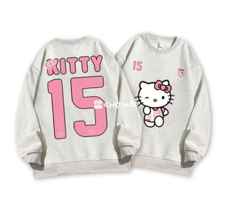 Áo nỉ nữ dài tay in Hello Kitty