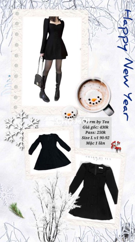 Váy đầm Charm by Tea Đen size L Nữ