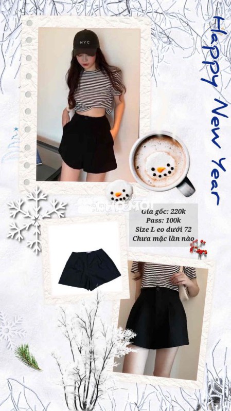 Quần short nữ Đen size L Mới