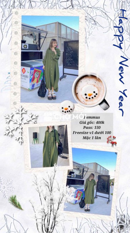 Váy đầm Remmus Nữ Freesize Xanh rêu