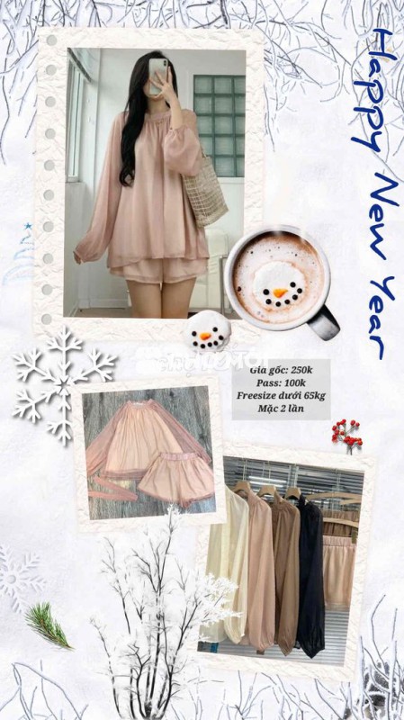 Váy đầm nữ Freesize Hồng nhạt