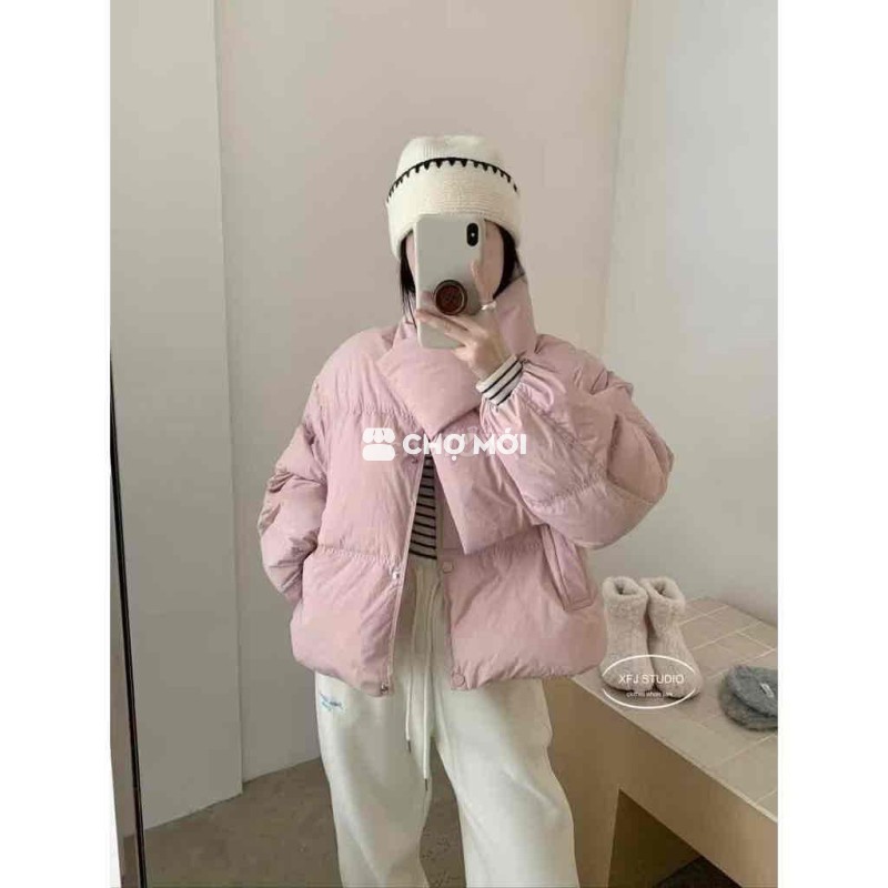 ÁO PHAO LÔNG VŨ Kèm khăn / XFJ studio / Màu hồng