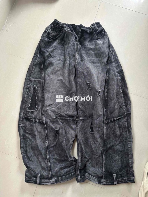 Quần Jean baggy black washed