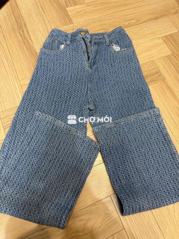 Quần jean nữ ống rộng vải jean