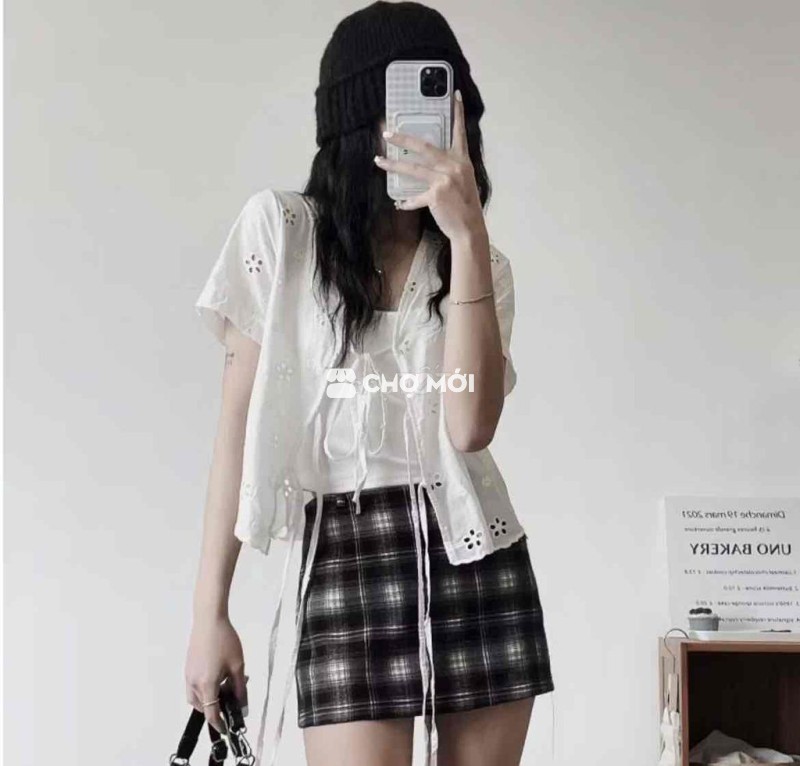 Áo babydoll nữ vải Kem, Trắng