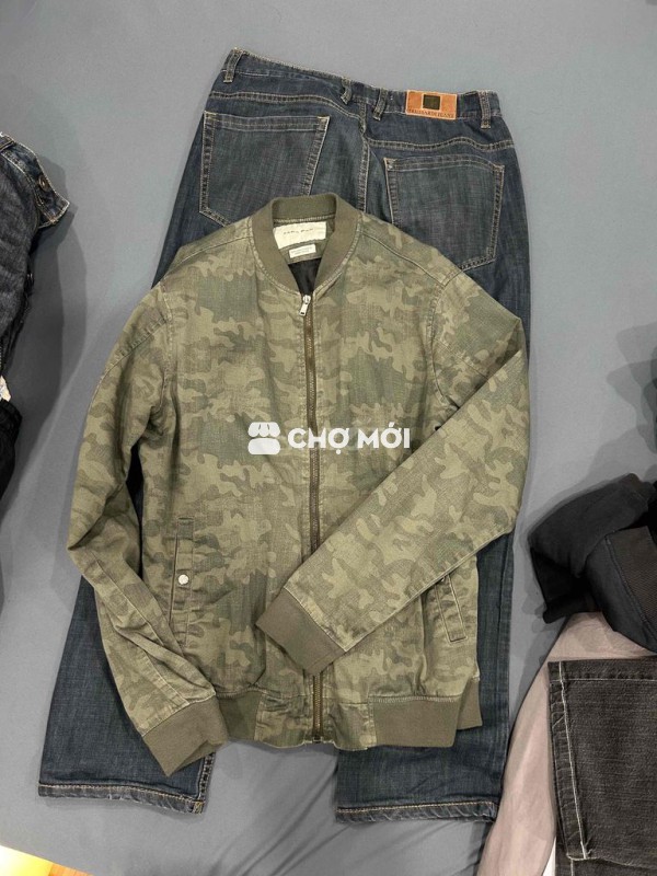 Áo khoác bomber Zara nam Denim size M