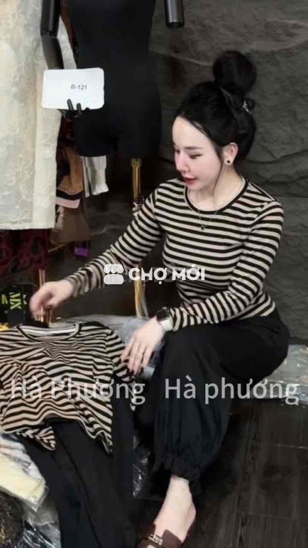 Áo thun Nữ vải thun dài tay kẻ sọc