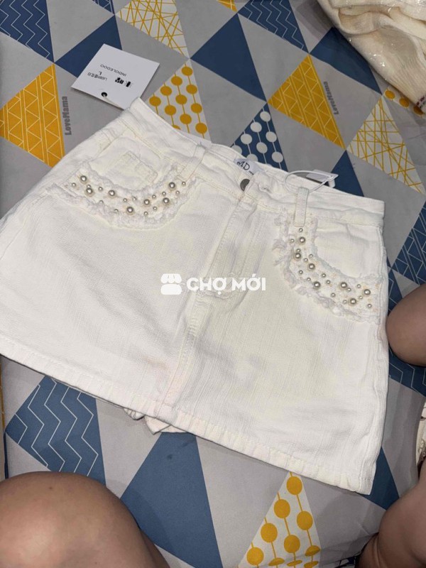 Chân váy Jean nữ trắng size M, L