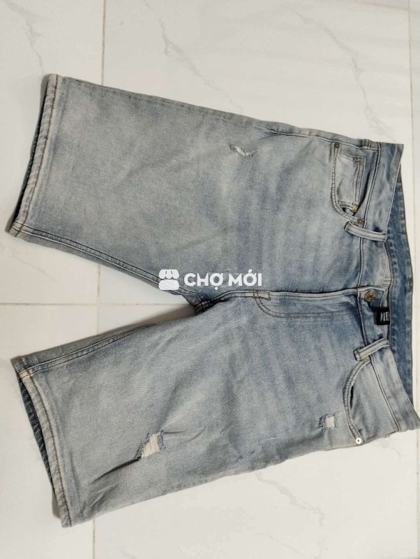 Quần short H&M nam Jean xanh nhạt size 34