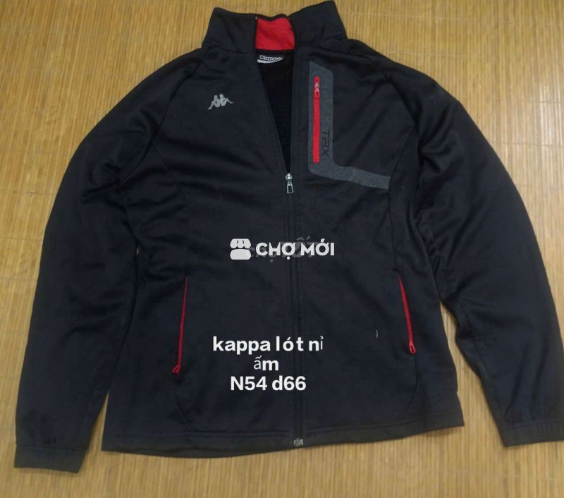 Áo khoác Kappa lót nỉ nam nữ  size L Đen n55 d66