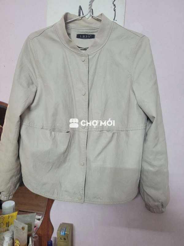 Áo khoác da cừu thật Kem size M