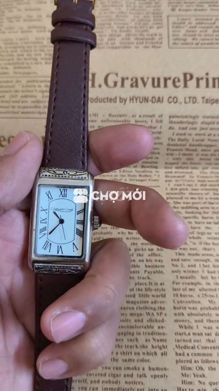 Đồng hồ Coldwater Creek Tank Nam Dây da Nâu