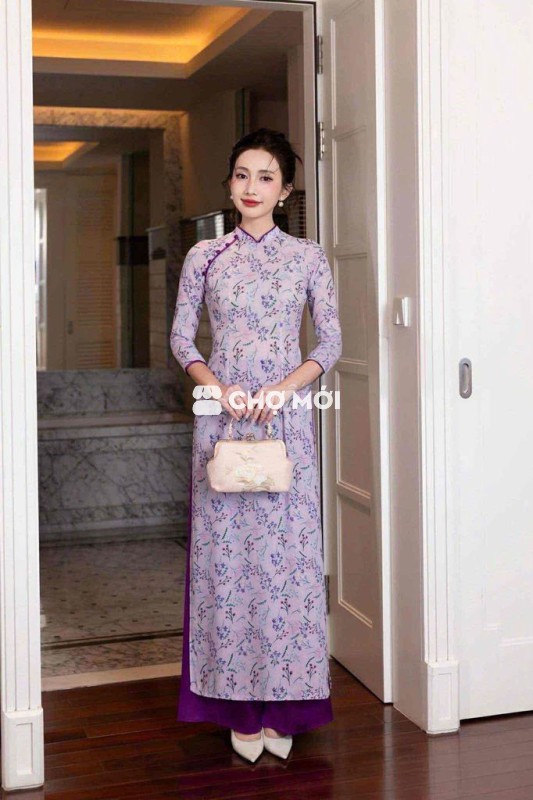 Áo dài Nữ Tím nhạt Hoa size XL