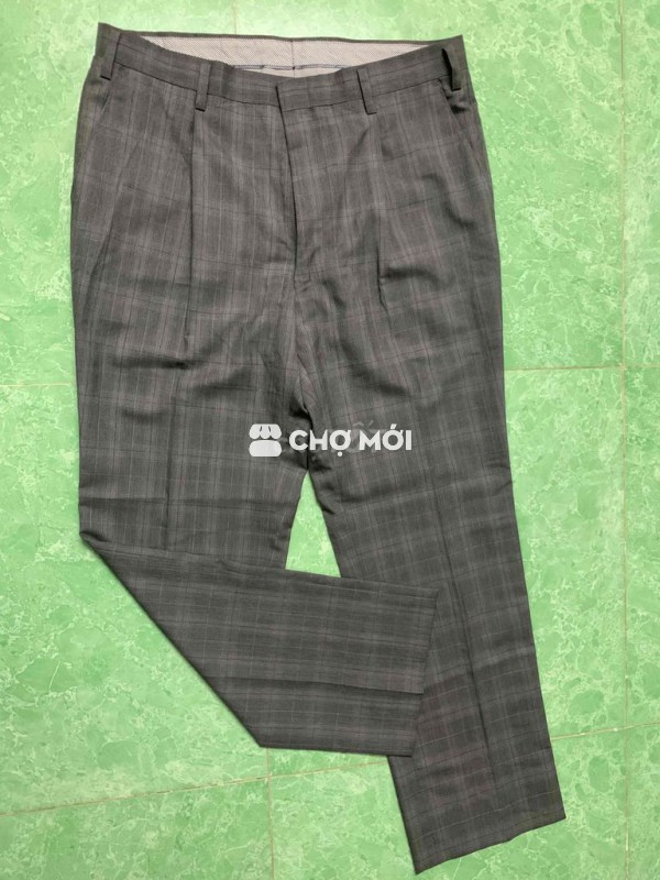 Quần tây xịn xám kẻ size 35-36 (Nhật)