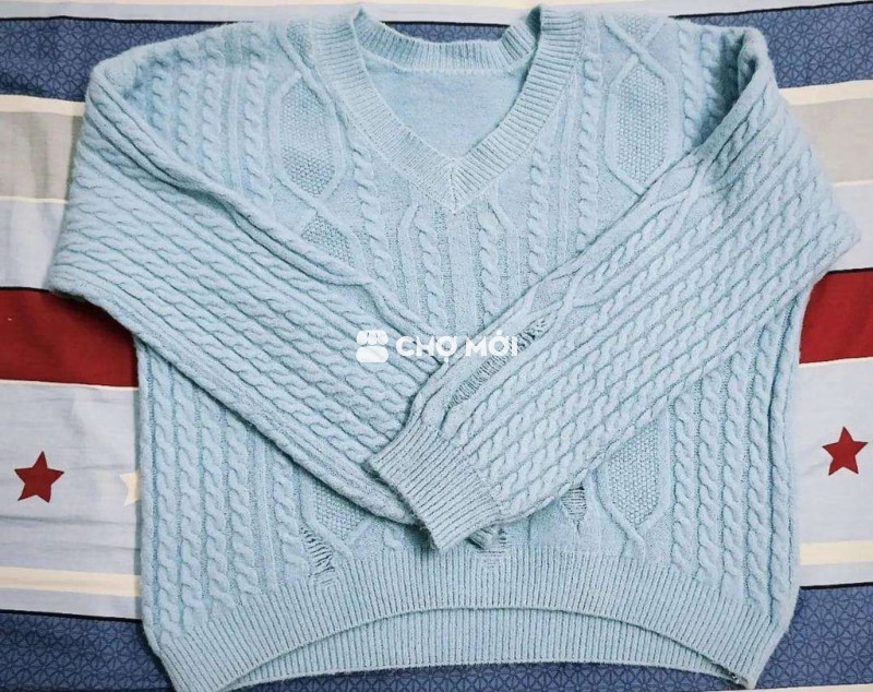 Áo len nữ len xanh nhạt size M-L