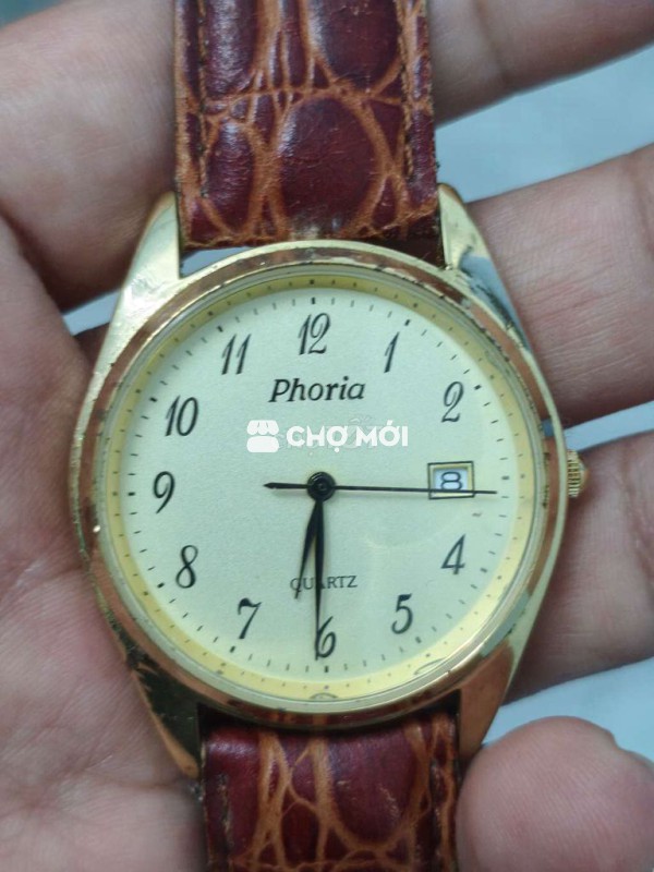 Đồng hồ Nhật 35mm, 1 lịch, niềng vàng, pin 10 năm