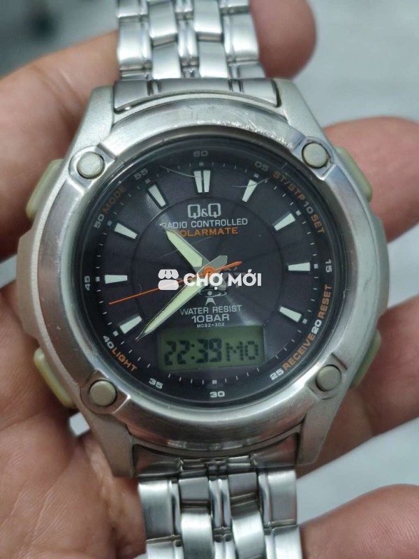 Đồng hồ Nhật solar,giờ kim &điện tử,size 44mm,lịch