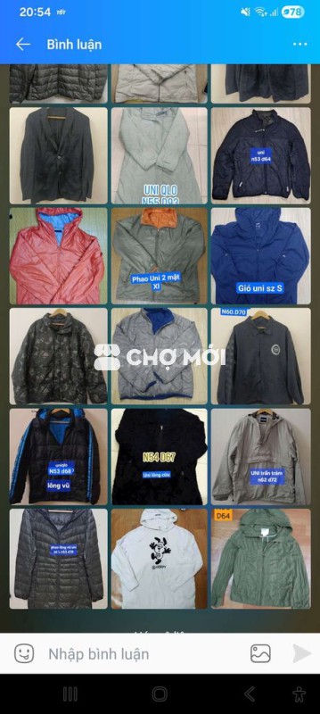 Áo khoác , Áo phao Uniqlo nam và nữ sz S M L XL