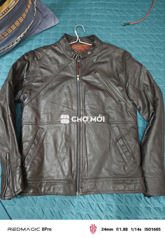 Áo khoác da nam da bò nâu sẫm 58-65kg