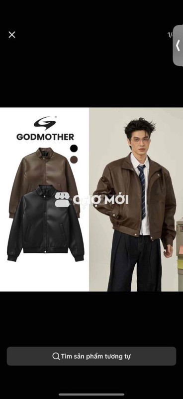 Áo khoác da GODMOTHER Nam Nâu đen size 2, 3