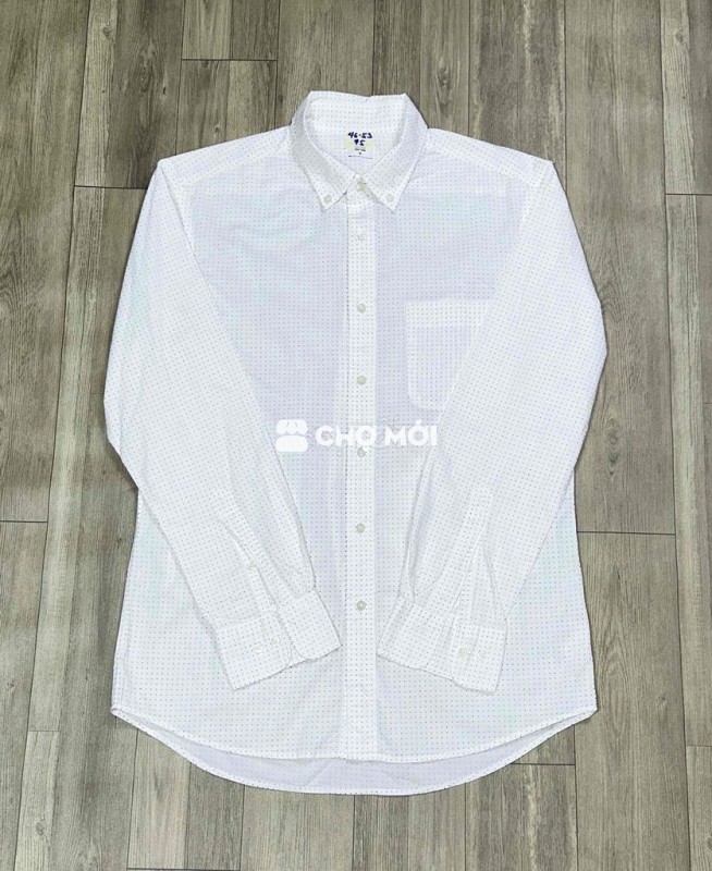 Áo sơ mi Uniqlo Nam Trắng chấm bi size M Mới 99%