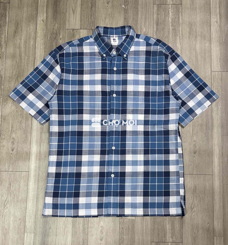Áo sơ mi Uniqlo Nam Xanh caro size S Mới cứng