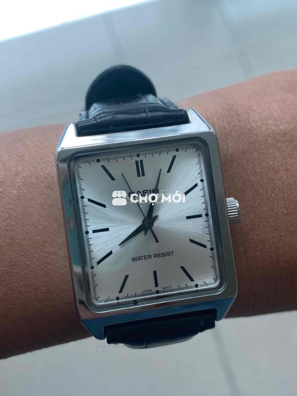 Đồng hồ Casio Nam Dây da Đen Bạc Khá