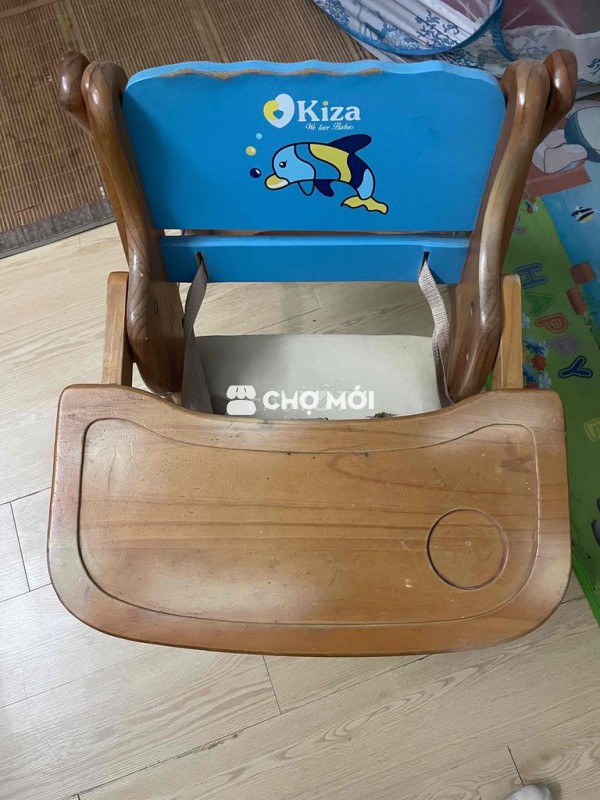 Ghế ăn dặm Kiza Gỗ Nâu Xanh
